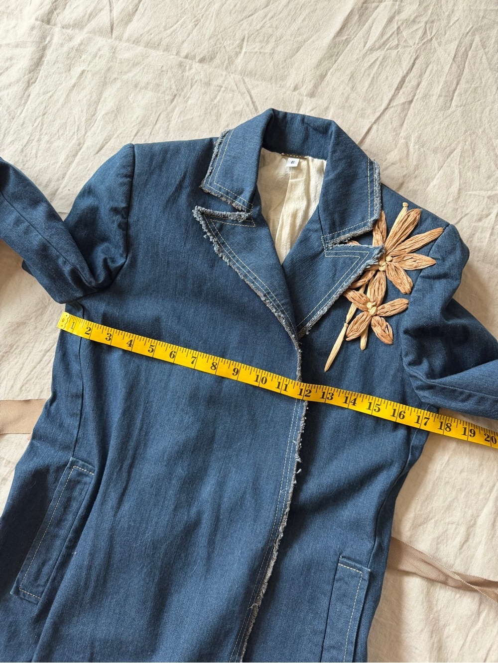 Vintage cotton denim longline jacket xs to small - Picture 12 of 15